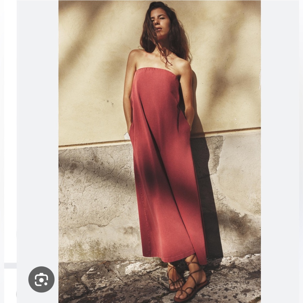 Zara Strapless Maxi Dress in Terracotta
